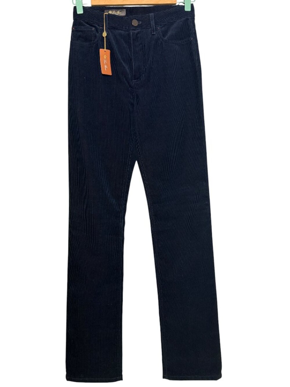 Loro Piana Rodger Corduroy Straight Leg Pants Navy Blue NWT IT 38 US 2